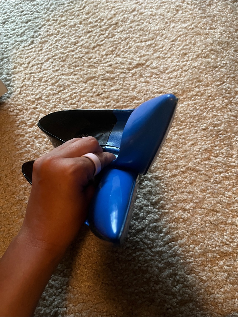 ALDO Two-Tone Blue and Black Pointed Toe Pumps - Picture 9 of 13